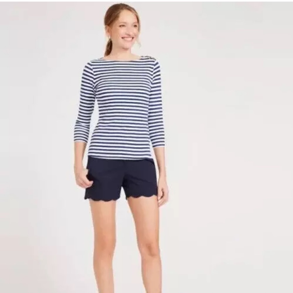 J. McLaughlin Petal Shorts Navy Blue Scallop Edge New 4